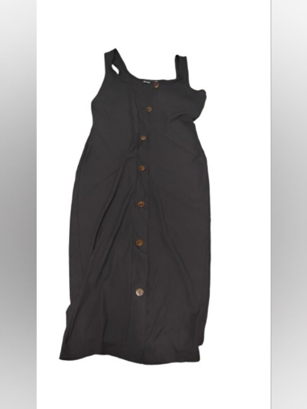 Prettylittlething Ribbed Buttoned Sleeveless Midi Dress Black Sz 8 US